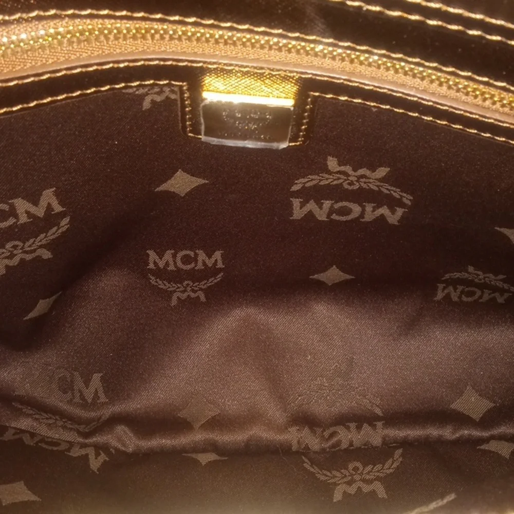 MCM Nuovo Leather Satchel with Crossbody | Gold